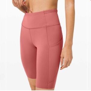 LULULEMON fast and free 10” shorts biker running workout gym cherry tint size 4